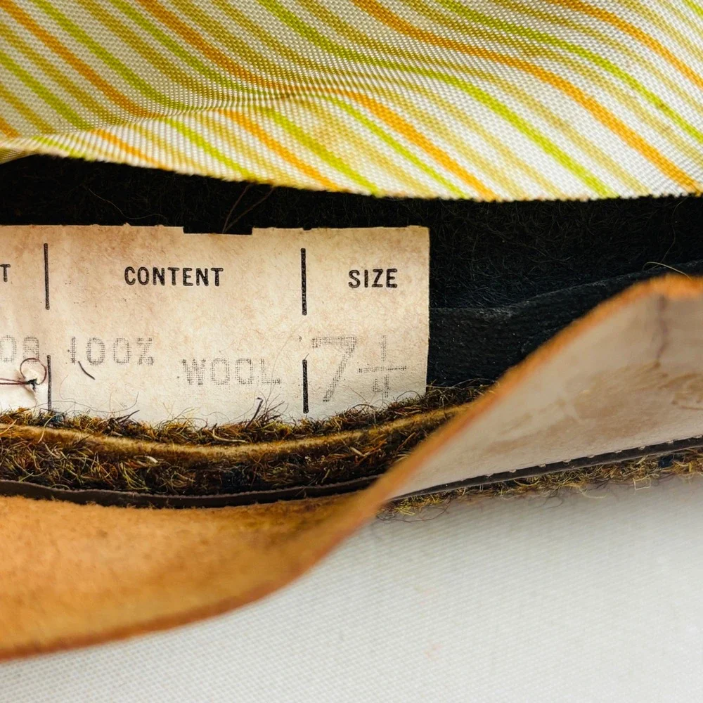 Vintage Dobbs Tweed Trilby Hat Mens 7 1/4 Brown Wool Feather Woollens Britain